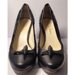 Cole Haan Black Leather Toggle High Heel Shoes Platform Pump Size 7B Brazil